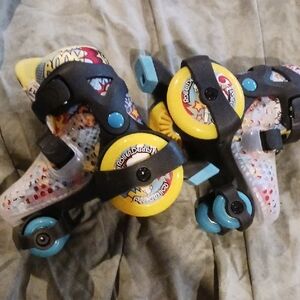 Comic-Themed Kids Roller Skates with Yellow Wheels